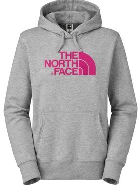The North Face Gray Pink Logo Hoodie Pullover Women’s L